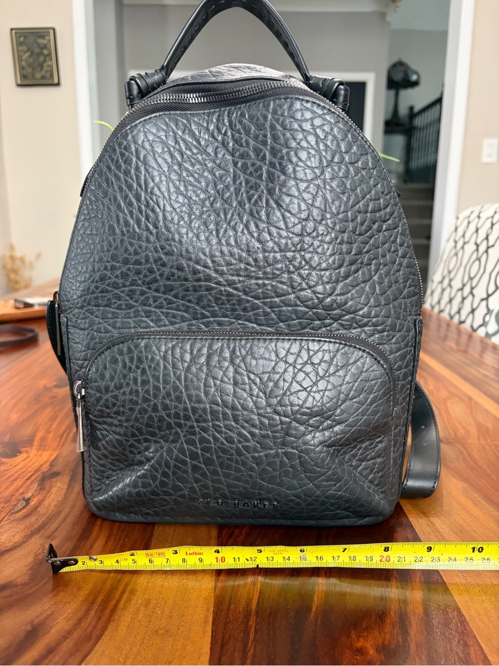 Ted Baker London Black Pebbled Leather Backpack